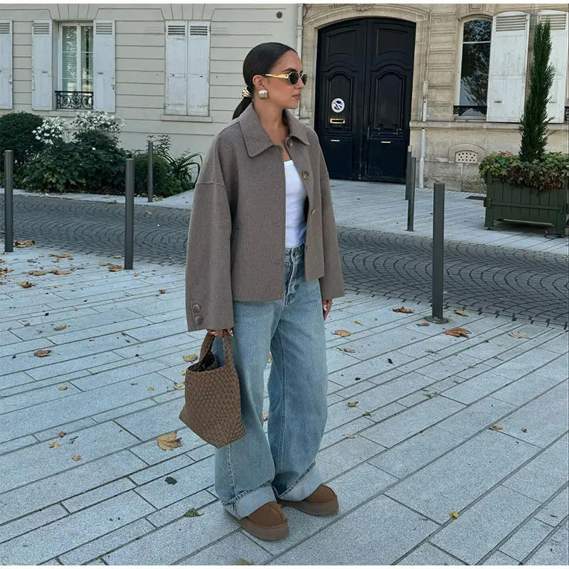 Damen Oversized Wollmantel Eveloria