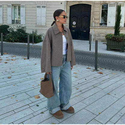 Damen Oversized Wollmantel Eveloria