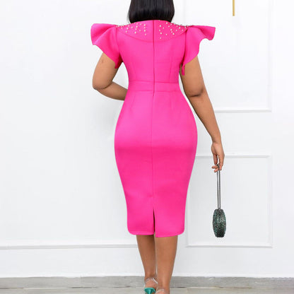 Damen Abendkleid Strukturierte Rüschen Details Eveloria