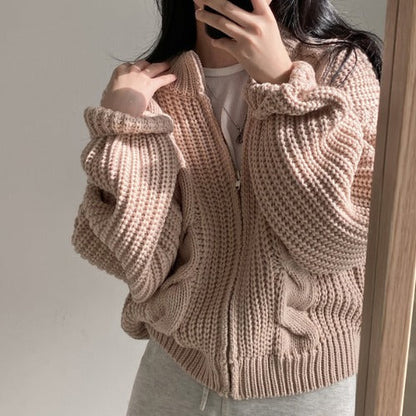 Damen Strickjacke Voluminöse Ärmel Modern Eveloria