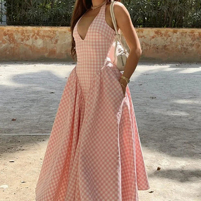 Damen Maxikleid V-Ausschnitt Schwingrock Eveloria
