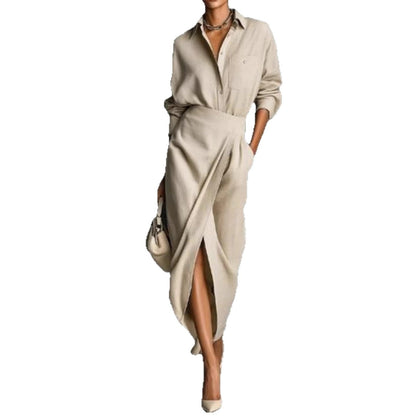 Damen Maxikleid Asymmetrisch Falten Elegant