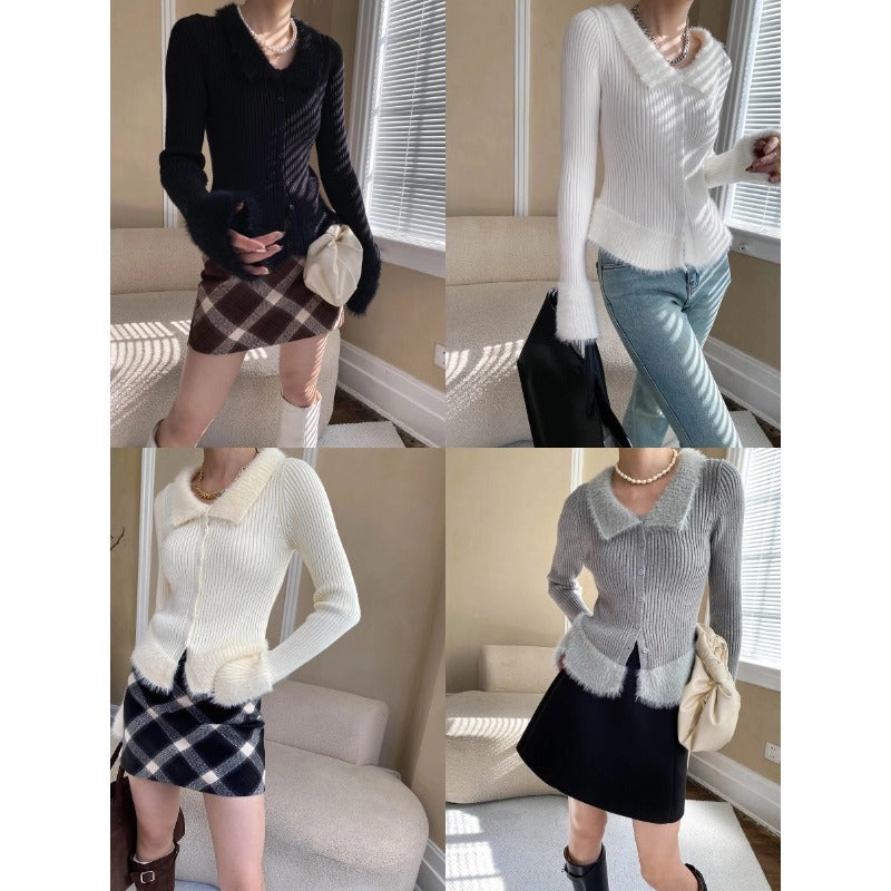 Damen Cardigan Gestrickt Mit Taschen Weich Eveloria