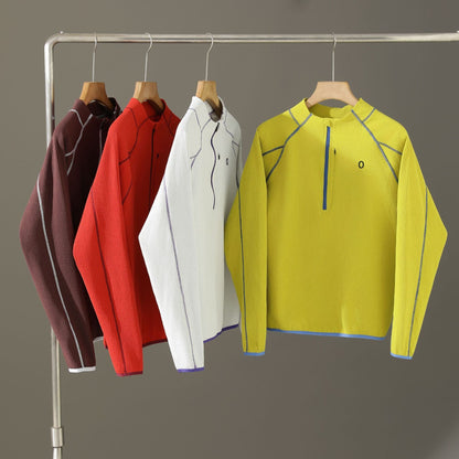 Damen Pullover Innovativ Reißverschluss Strukturiert Eveloria - Eveloria