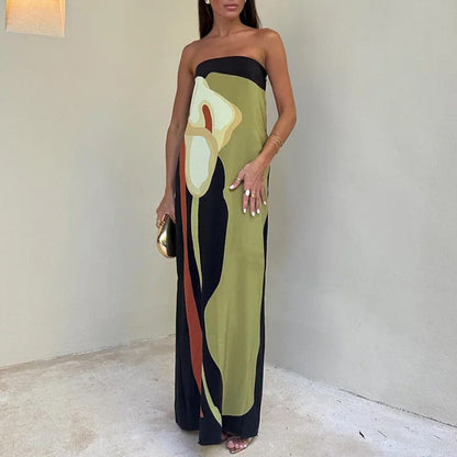 Damen Maxi-Kleid Moderner Kunststil Eveloria