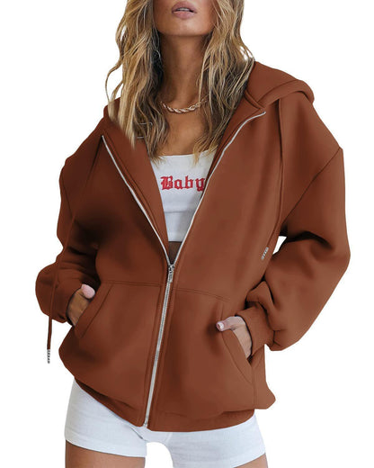 Damen Übergroße Kapuzenjacke Praktische Taschen Eveloria