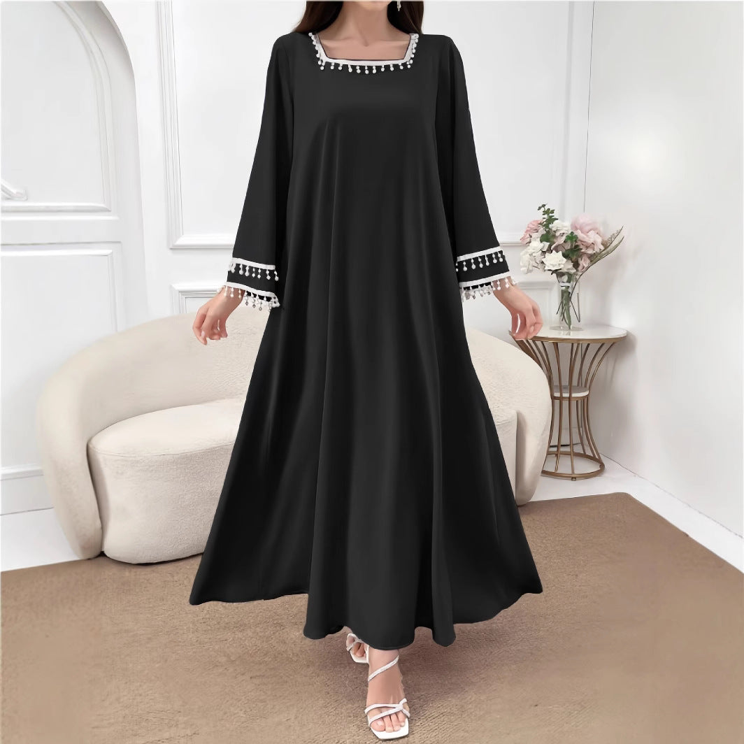 Damen Maxikleid mit Fransen und weiten Ärmeln Eveloria