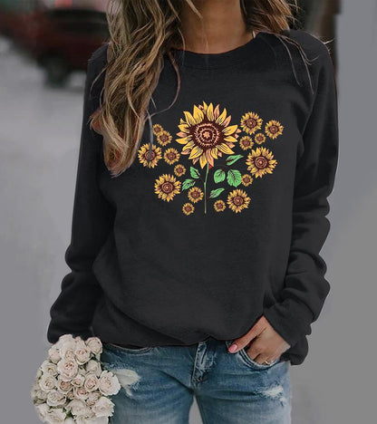 Damen Sweatshirt Floralmotiv Bequem Grün