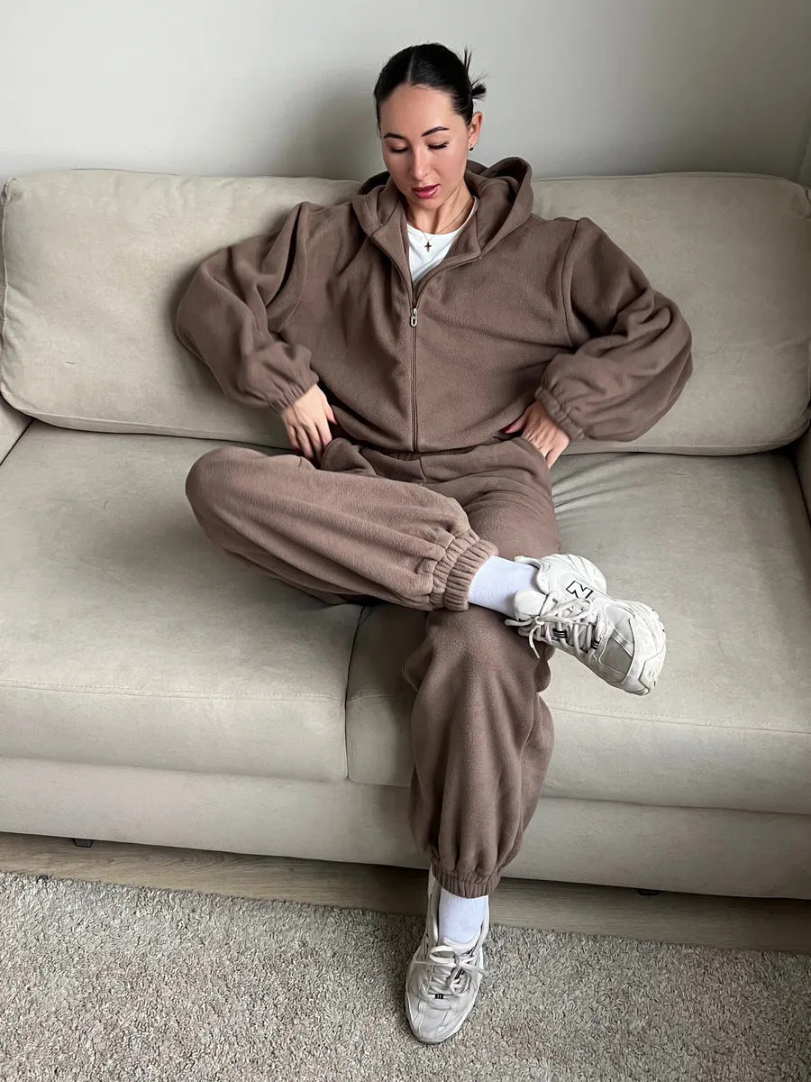 Damen Fleece Jogginganzug mit Kapuze Eveloria