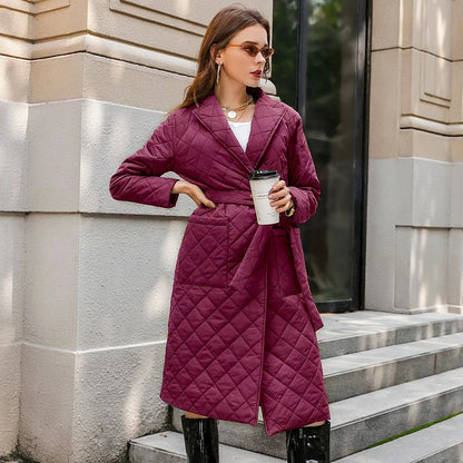 Damen Wintermantel Gesteppt Elegant Gürtel Eveloria