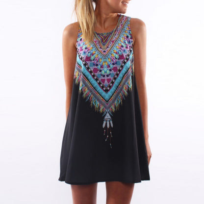 Damen Sommerkleid Bunt Geometrisch Locker