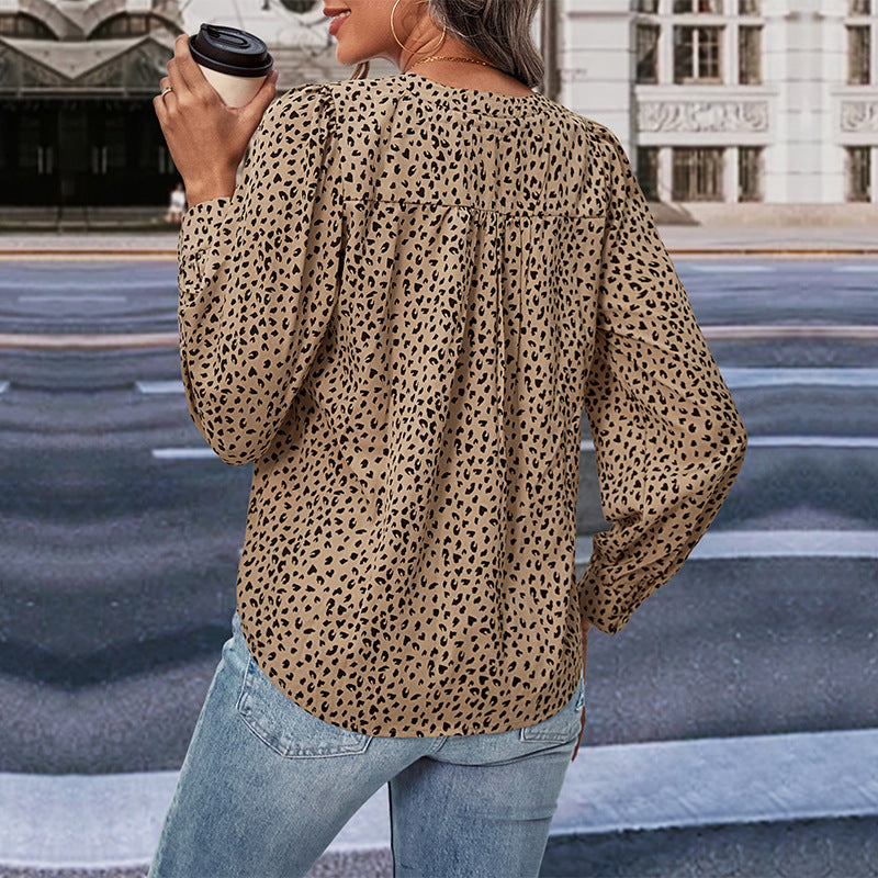 Damen Bluse Rüschendetails Punktmuster Eveloria