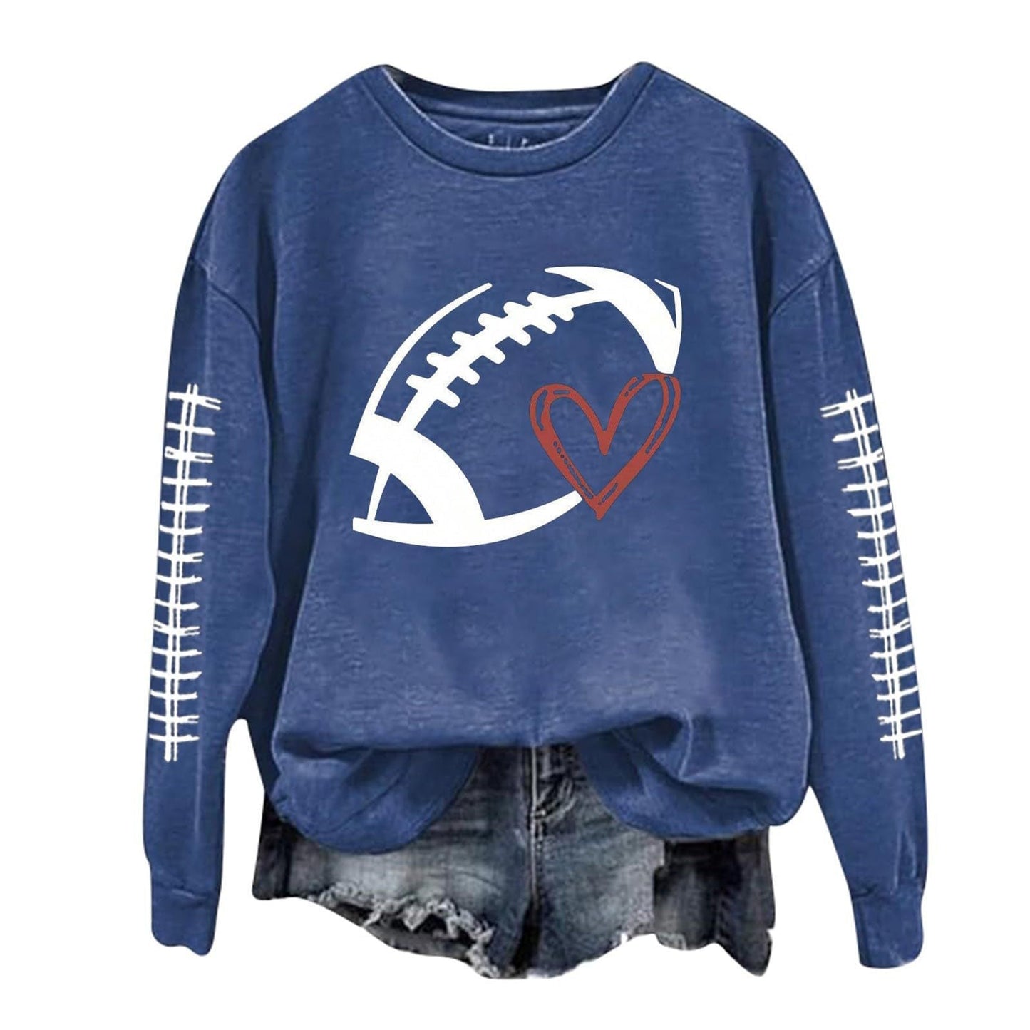 Damen Sweatshirt Fußball-Motiv Lässiger Schnitt Grau Eveloria