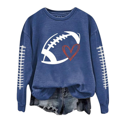 Damen Sweatshirt Fußball-Motiv Lässiger Schnitt Grau Eveloria