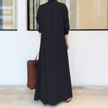 Damen Hemdblusenkleid Langärmlig Mit Seitentaschen Eveloria