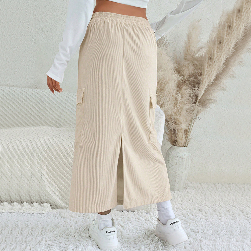Damen Maxi-Rock Cargo-Taschen Verstellbar Eveloria