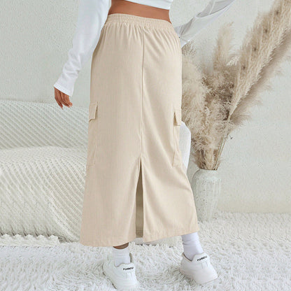 Damen Maxi-Rock Cargo-Taschen Verstellbar Eveloria