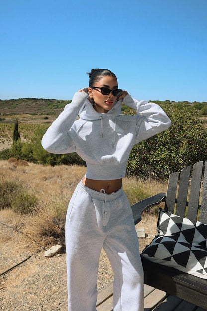 Damen Cropped Hoodie Weite Jogginghose Lässig
