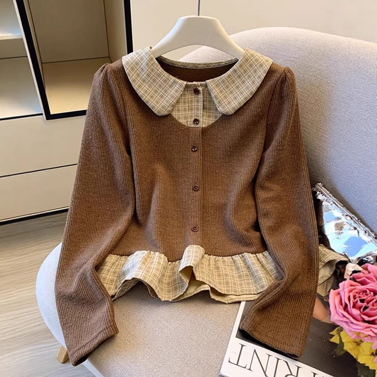 Damen Strickpullover mit Hemdblusen-Details Eveloria