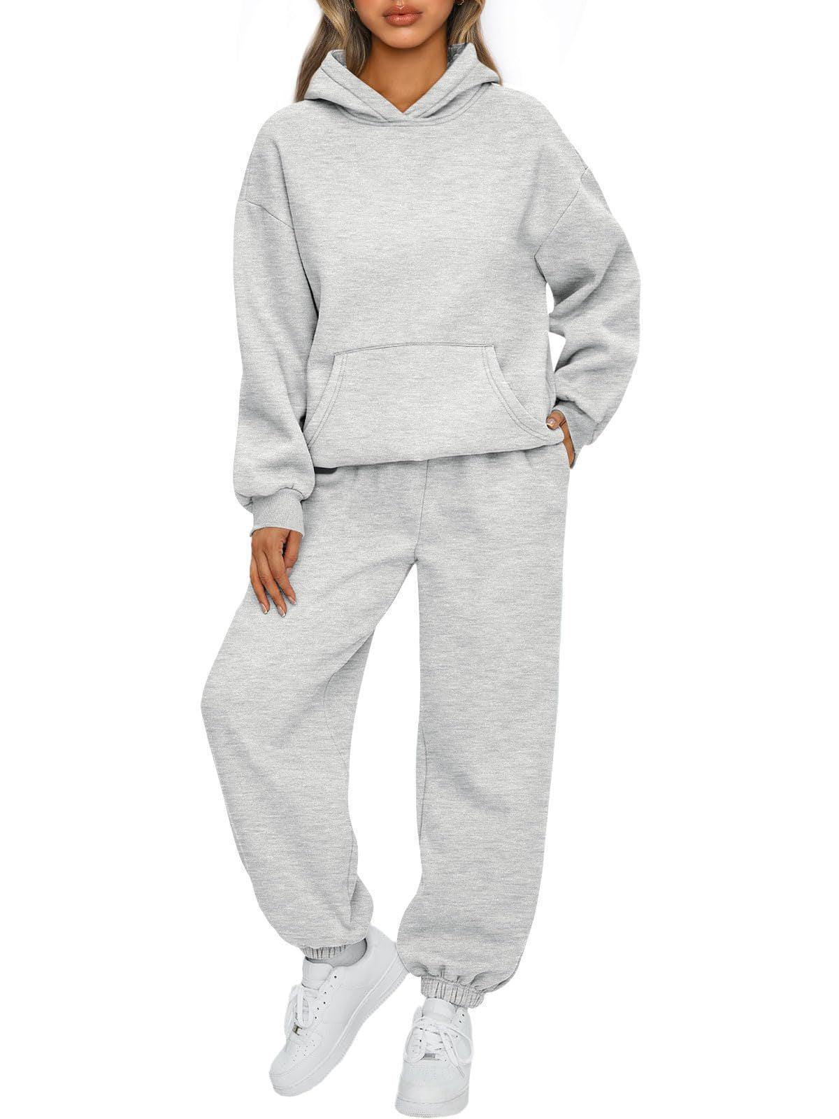 Damen Sportanzug Hoodie Jogginghosen Baumwolle Beige