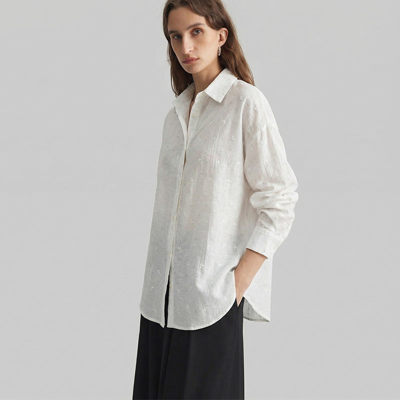 Damen Bluse mit Stickdetails Elegant Lochstickerei - Eveloria