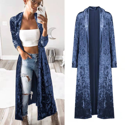Damen Samt-Cardigan Offene Front Lässiger Schnitt Eveloria