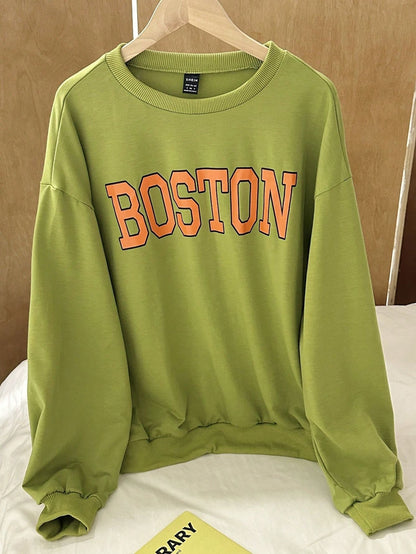 Damen Sweatshirt Lässig mit Schriftzug Eveloria