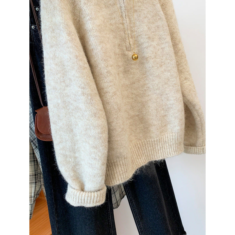 Damen Hoodie Kuschelig Halbzipp Reißverschluss Kängurutasche Grau