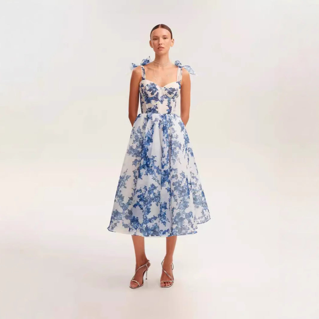 Damen Midi-Kleid Florales Design Eveloria - Eveloria