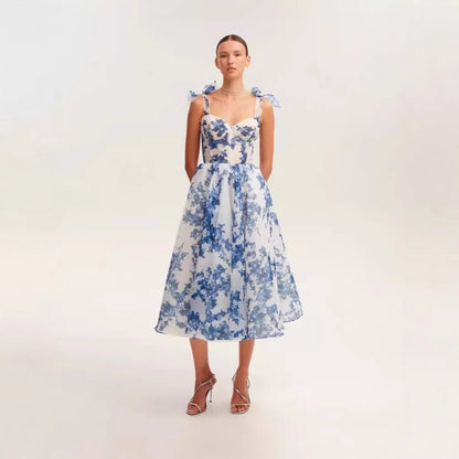 Damen Midi-Kleid Florales Design Eveloria - Eveloria