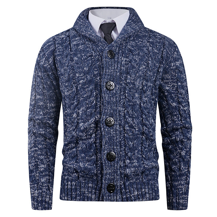 Herren Strickcardigan Zopfmuster Eleganter Schalkragen Bequem