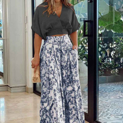 Damen Crop- Weite Ärmel Hochtaillierte Hose Eveloria