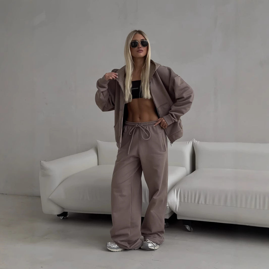 Damen Oversized-Set Hoodie und weite Hose lässig