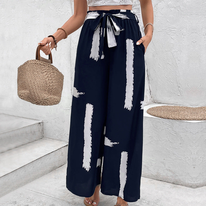Damen Palazzo-Hose Weit Modisch Grafisches Muster