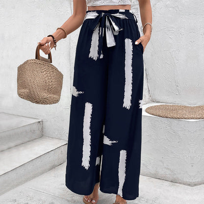 Damen Palazzo-Hose Weit Modisch Grafisches Muster