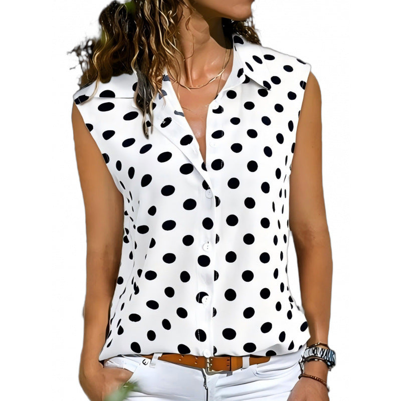 Damen ärmellose Bluse mit Punkten Eveloria