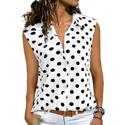 Damen ärmellose Bluse mit Punkten Eveloria