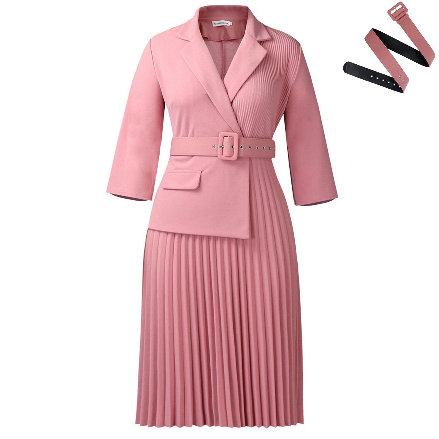 Damen Blazer-Kleid mit Plissee und Taillengürtel Eveloria