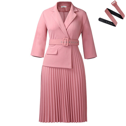 Damen Blazer-Kleid mit Plissee und Taillengürtel Eveloria