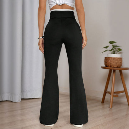 Damen Yogahose Flared mit hoher Taille und Quernaht-Details