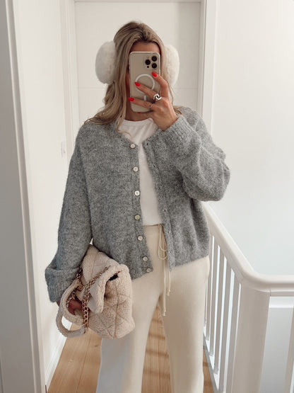 Damen Strickjacke Lässig Knöpfe Feinripp Eveloria