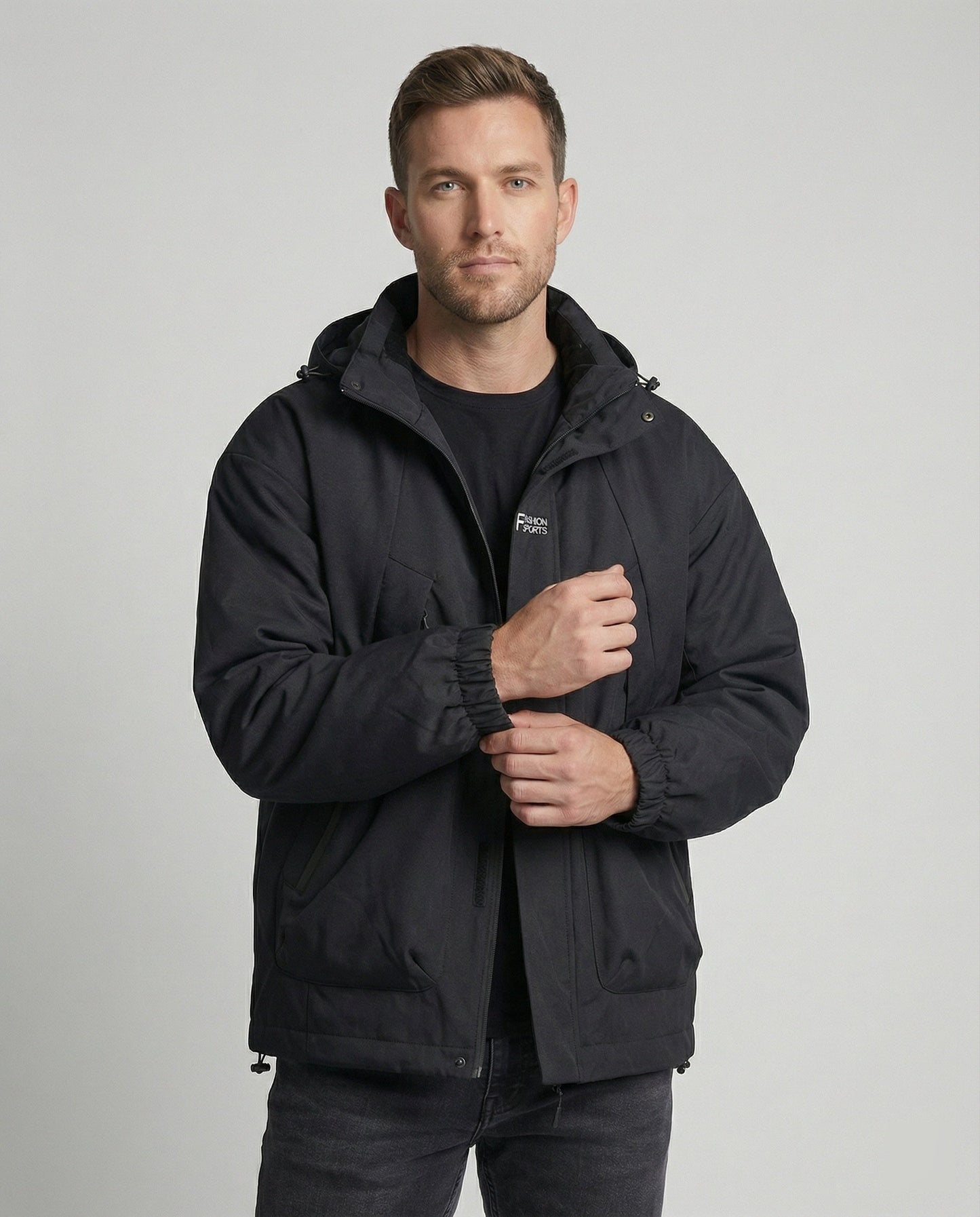 Fleece Winterjacke Damen Herren Wärme Isolierung Schwarz - Eveloria