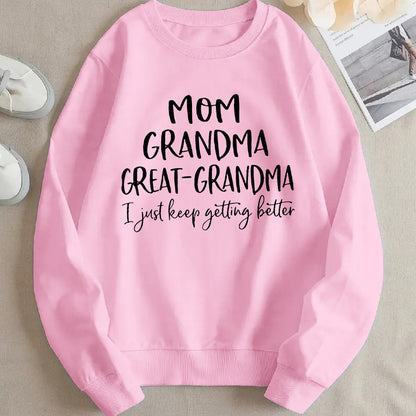Damen Sweatshirt Familienaufdruck Bequem Grau Eveloria