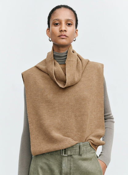 Damen Strickweste Lässig Hochgeschlagener Kragen Beige