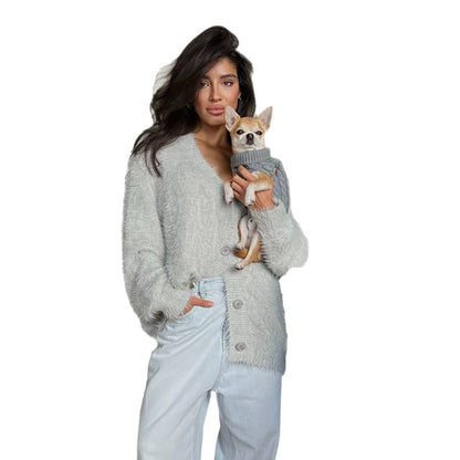Damen Strickcardigan Kuschelig Grau Eveloria