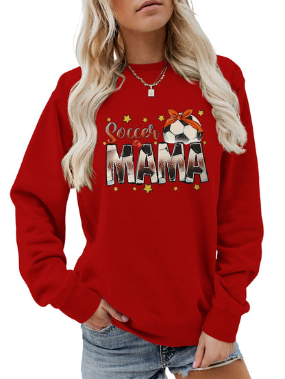 Damen Sweatshirt Soccer Mama Aufdruck Bequem Grau Eveloria