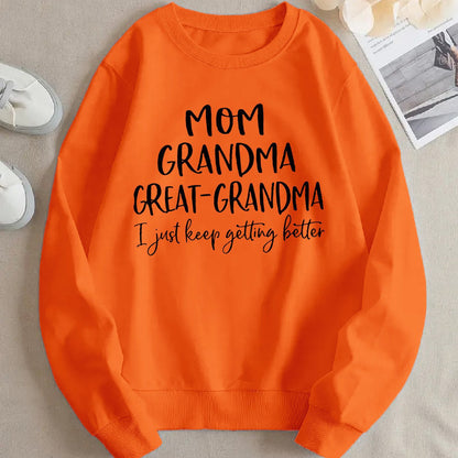 Damen Sweatshirt Familienaufdruck Bequem Grau Eveloria
