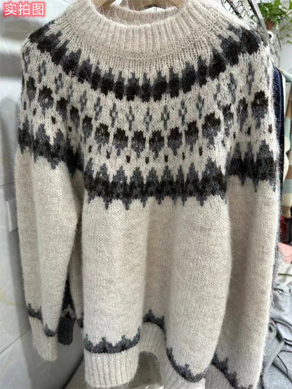 Damen Pullover Norwegermuster Eveloria Strick