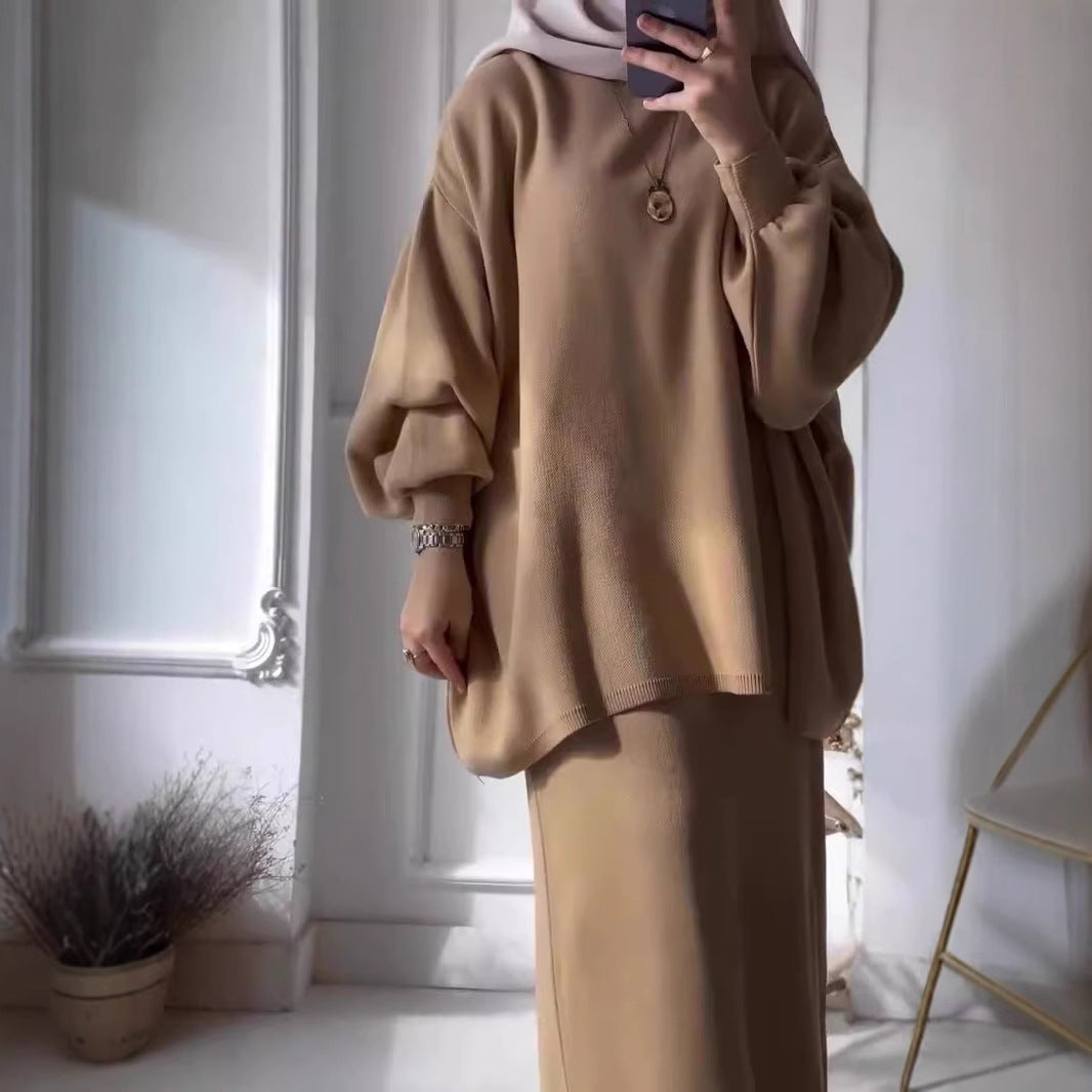 Damen Two-Piece Set Asymmetrisch Voluminöse Ärmel Eveloria