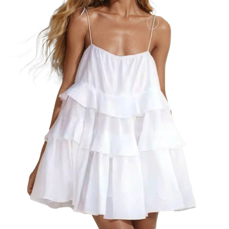 Damen Sommerkleid Rüschenkleid Schwingender Saum Eveloria